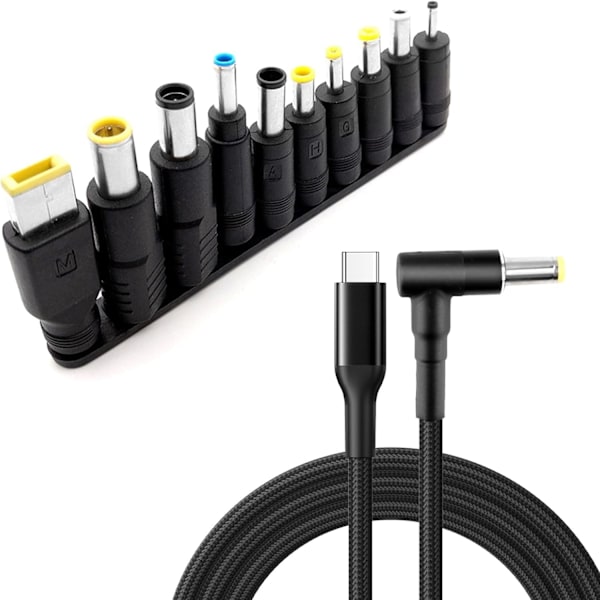 NÖRDIC USB-C–DC-virtajohto ja 10 sovitinta 1.8m 100W