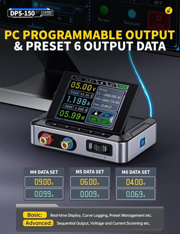 FNIRSI Mini DC justerbar CNC programmerbar reguleret switching strømforsyning