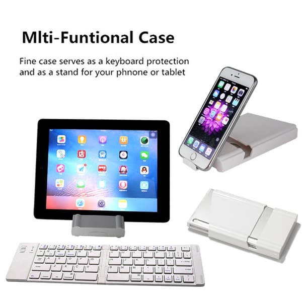 NÖRDIC Foldbart Bluetooth-tastatur 66 taster US Layout Hvid White