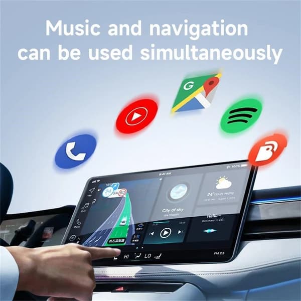 NÖRDIC 2-i-1 trådlös Android CarPlay-dongel, med USB-C-adapter, Plug & Play, WiFi 5,8 GHz, stöder iOS 10+ och Android 11+