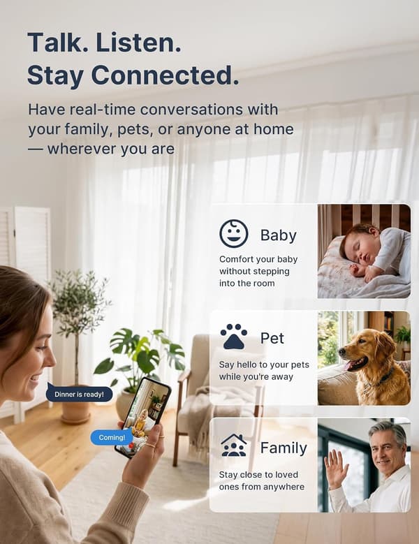 GNCC 1080p Övervakningskamera för inomhusbruk, 4-pack, 2,4G WiFi