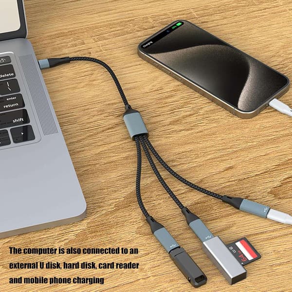 NÖRDIC USB-C-hub USB-C til 3xUSB-C