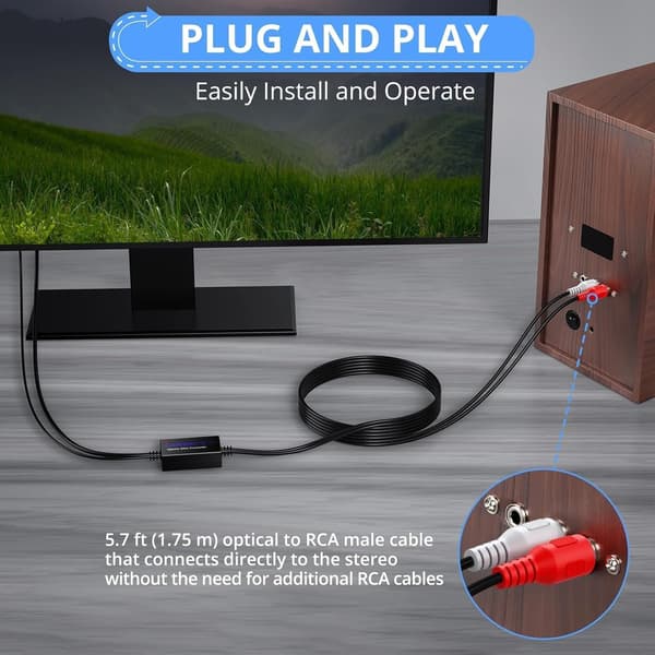 NÖRDIC Digital til Analog Lydkonverter, Optisk/SPDIF til RCA 192kHz DAC