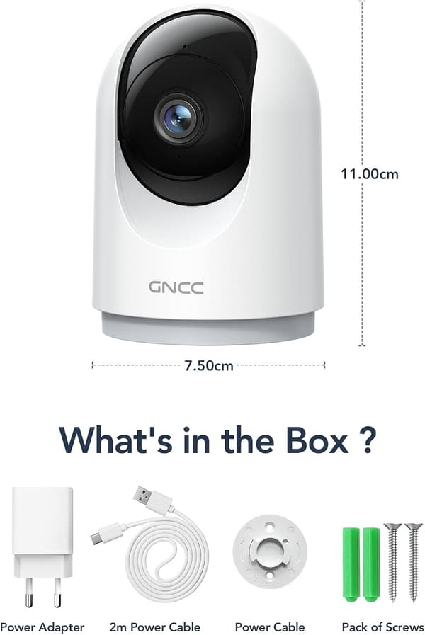 GNCC 2K-Valvontakamera sisäkäyttöön – 360°, 4 kpl pakkaus, 2,4G WiFi