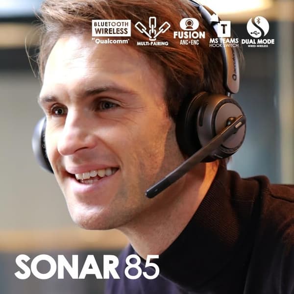 Accutone Sonar 85 Bluetooth trådløst headset med mikrofon, Bluetooth-headset med aktiv støjreduktion