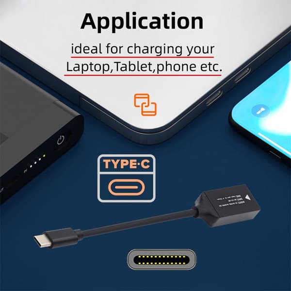 NÖRDIC Lenovo Square Yellow - USB-C-adapteri 17cm 65W