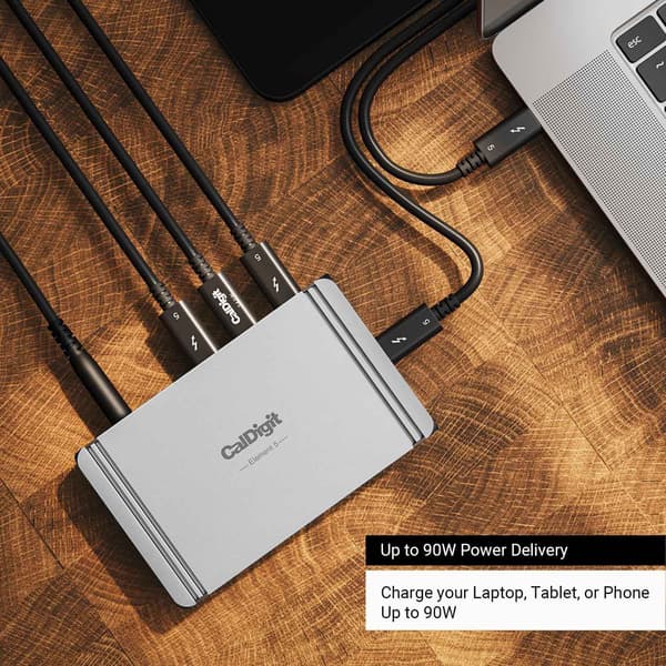 CalDigit E5 Thunderbolt 5 Element 5 Hub 9-porte 4x Thunderbolt 5/USB4 v2-porte 3x USB-A & 2x USB-C 10G, Single 8K, Dual 6K/8K, Dual 4K@240Hz, 90W