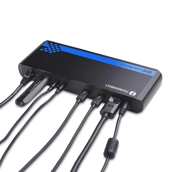 Cable Matters Intel-certificeret Thunderbolt 3 Dock 1 til 9 med 1x DisplayPort, 2x TB3, 1xUSB-C 3.1, 1x GigaLAN, 2xUSB 3.0, 2xAudio Black