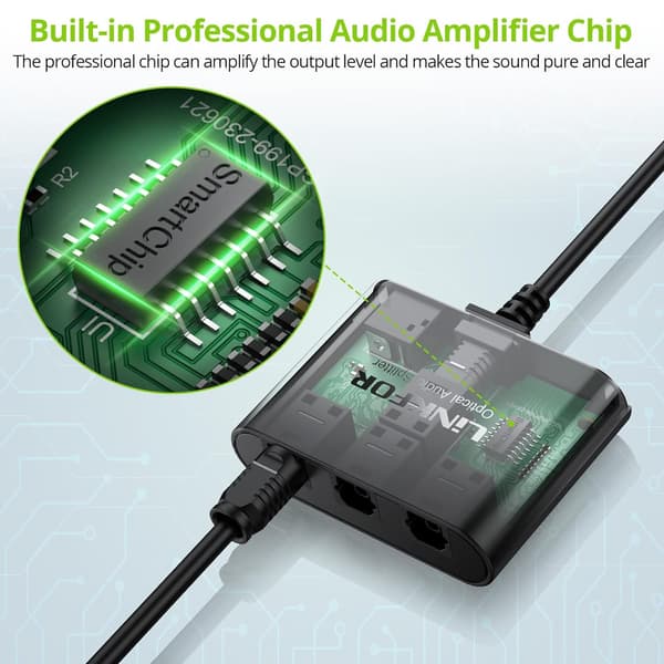 NÖRDIC digital audio optisk TOSLINK splitter 1 til 3 Black