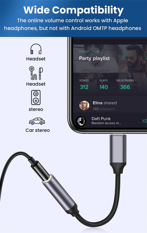 NÖRDIC Lightning Audio -adapterin Non MFI