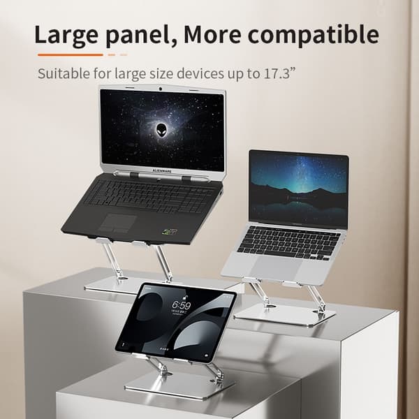 NÖRDIC laptop stativ til op til 17" justerbar højde notebook stativ bærbar computer stativ sølv Silver
