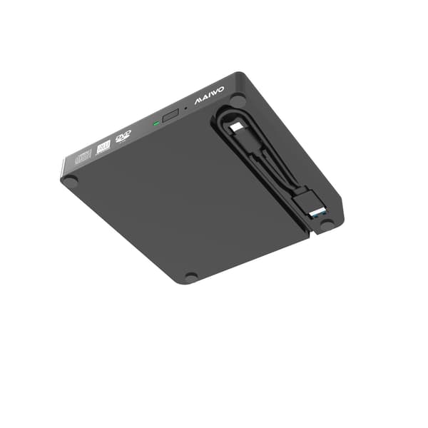 Maiwo K523 Slim extern USB DVD/CD spelare både USB-C och USB-A Extern optisk enhet