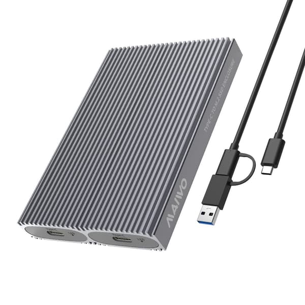 Maiwo K1202P Dual Disk NVMe SSD -kotelo USB-C 3.1 GEN2 10 Gbps