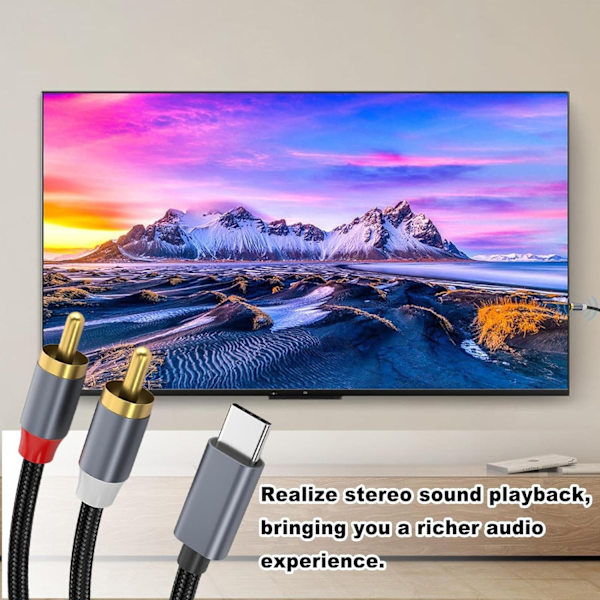 NÖRDIC USB-C til RCA kabel 1,2m til lyd Black