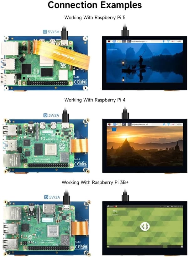 Waveshare 4,3 tuuman LCD-kosketusnäyttö Raspberry Pi 5/4B/3B+/3A+/3B/2B/B+/A+ 800 × 480 IPS