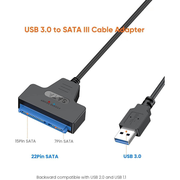 NÖRDIC USB-A til SATA adapter 2,5 SATA III HDD 5 Gbps