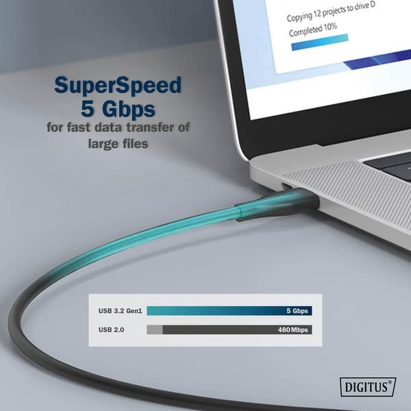 NÖRDIC 20m Aktiv USB 3.0 C til C-kabel, 5Gbps Super Speed USB-kabel