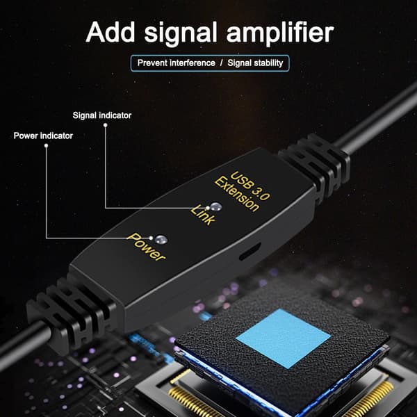 NÖRDIC Active 5M USB3.0 Forlængerkabel 5GBPSextension USB A Mand til Kvinde til Xbox, PS5, Oculus, Printer, Scanner, PlayStation, VR Black