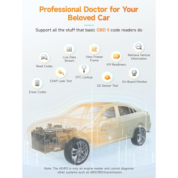 Enhanced OBD2 Scanner, Vehicle Code Reader for Check Engine Light, Automotive OBD II Scanner Fault Diagnosis