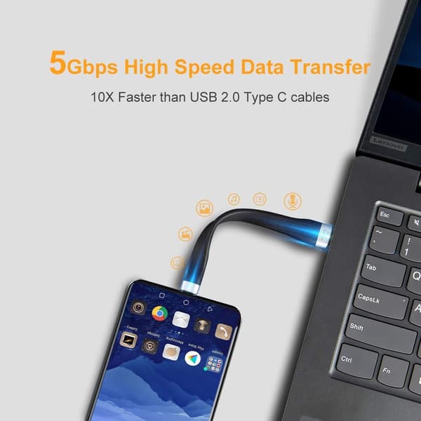 NÖRDIC Flat Adapter USB3.2 Gen1 USB-C to A 5Gbps 3A Svart