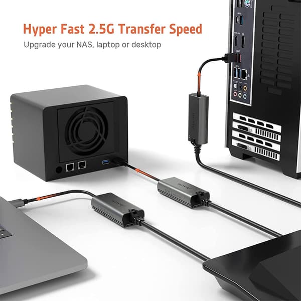 NÖRDIC USB-C - 2,5 Gbps LAN-sovitin Thunderbolt 3/4 15 cm kaapeli alumiinia