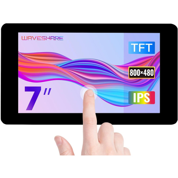 Waveshare 7-tommer touch-skærm til Raspberry Pi 5, 4B, Raspberry Pi 3B+/3B/3A+, CM3/3+/4 og VisionFive2 Core3566, 800 × 480 opløsning med DSI-interfac