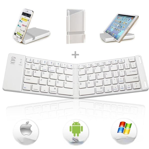 NÖRDIC Foldbart Bluetooth-tastatur 66 taster US Layout Hvid White