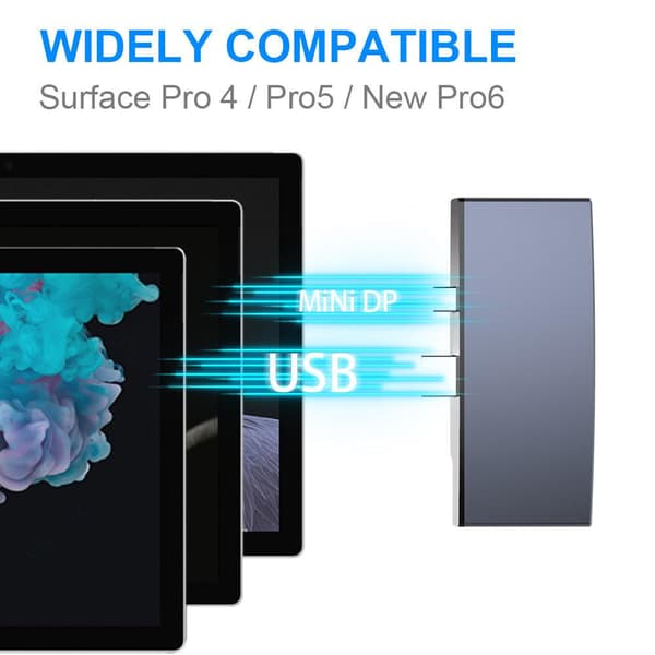 NÖRDIC USB-dockingstation til MicroSoft Surface Pro 1xHDMI4k30Hz 2xUSB-A 5Gbps 1xRJ45 LAN og 1xTF og 1xSD Silver