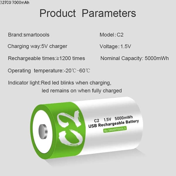 NÖRDIC USB-C Genopladelige Batterier 2-pak C/LR14
