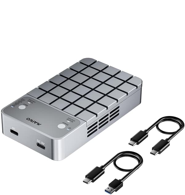 Maiwo K2042P3 Dual Bay RAID-kabinet til M.2 NVMe/SATA SSD med kloning, RAID 0 og RAID 1, USB-C 3.2 Gen2x2 20Gbps