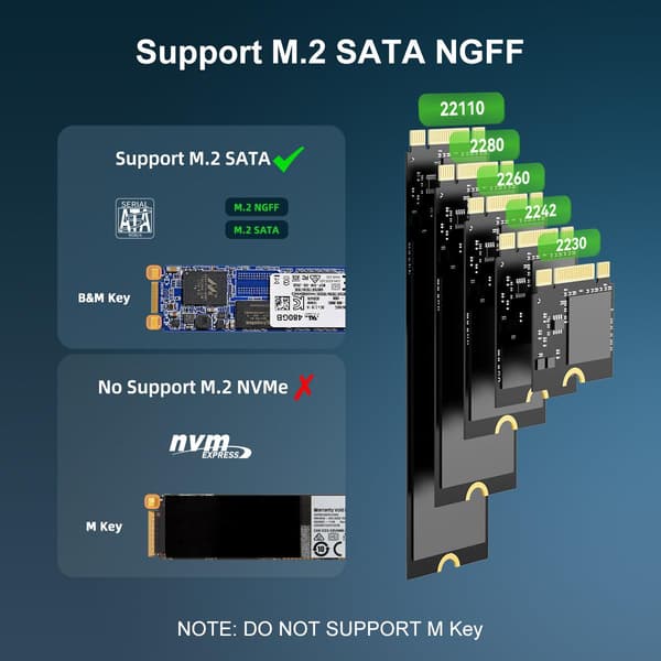 MAIWO SATA M.2 SSD Klon docking 1 til 4 B&M Key 5Gbps