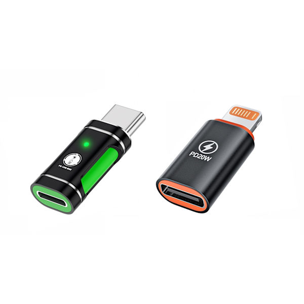 NÖRDIC non-MFI Lightning-USB-sovitinsarja 2 kpl Black