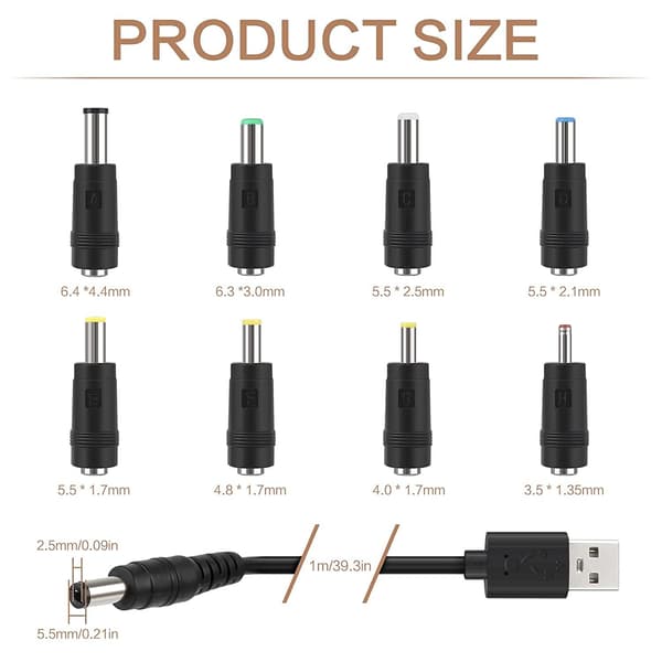 NÖRDIC 1m virtajohto USB DC 11 liittimellä USB DC Power Black