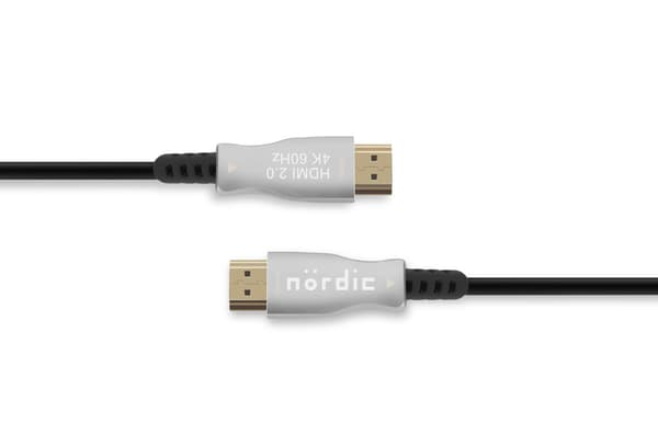 NÖRDIC 30m Active AOC Fiber Optical HDMI 2.0 4k 60Hz 18Gbps Edid CEC HDR ARC DOLBY DTS HD Light grey one size