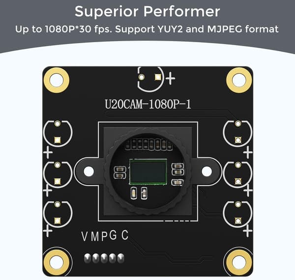 USB 2.0 Kameramodul 1080p 130° vidvinkel til PC, Raspberry Pi, Jetson Nano og SBC