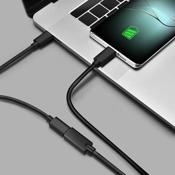 NÖRDIC 30cm USB2.0 USB-C ha til C ho forlængerkabel 2.4A 480Mbps 12W