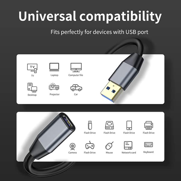 NÖRDIC Active 5m USB3.1 forlængerkabel 5Gbps forlænger USB A han til hun til Xbox, PS5, Oculus, printer, scanner, Playstation, VR Black