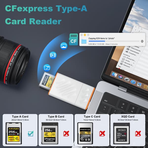 NÖRDIC USB-A, USB-C 3.0 Kortinlukija CFexpress Type A UHS-I