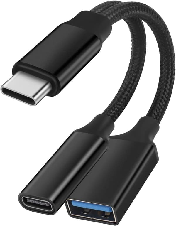 NÖRDIC USB-C – USB-A ja USB-C PD60W latausadapteri 13 cm