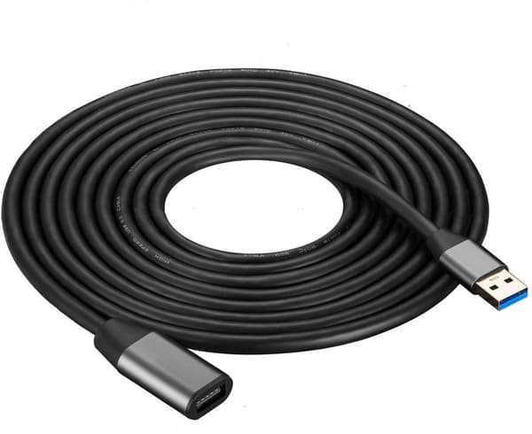 NÖRDIC Active 5m USB3.1 forlængerkabel 5Gbps forlænger USB A han til hun til Xbox, PS5, Oculus, printer, scanner, Playstation, VR Black