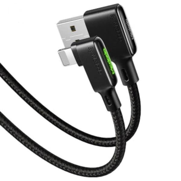 Mcdodo CA-7511 Lightning (Ikke-MFI'er) til USB A vinklet kabel med LED 1,8m sort Black