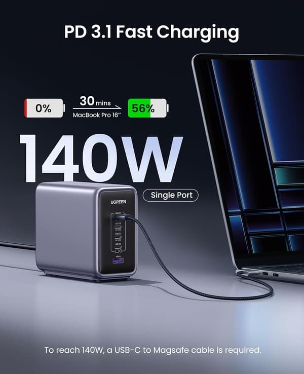 UGREEN Nexode 5-ports PD 3.1 300 W GaN-oplader