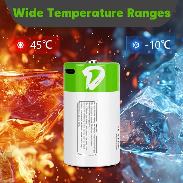NÖRDIC USB-C Genopladelige batterier 2-pak D/LR20