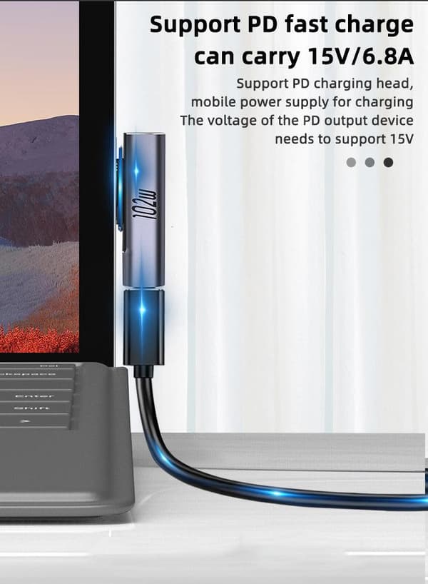 NÖRDIC USB-C lataussovitin Microsoft Surfacelle 15V 6.8A 102W Silver