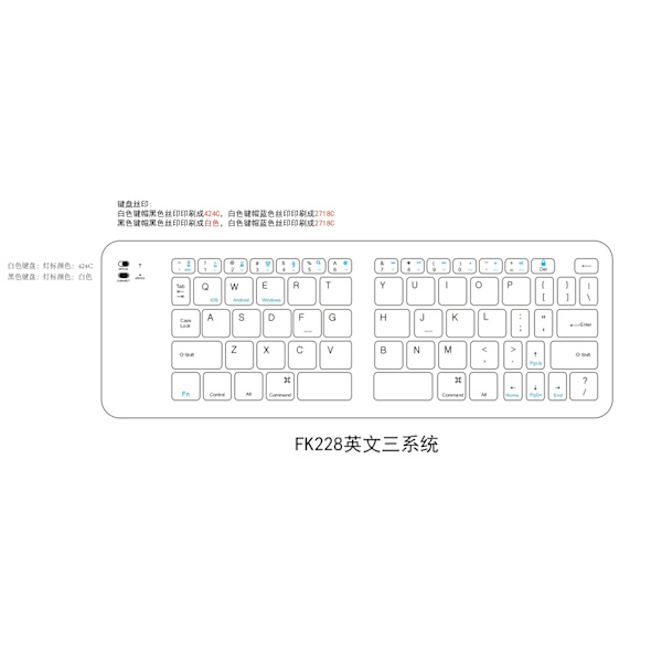 NÖRDIC Vikbart Bluetooth Tangentbord 66 tangenter  US Layout Vit Vit