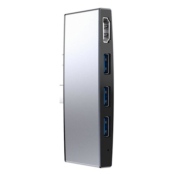 NÖRDIC USB-dockingstation til MicroSoft Surface 1xHDMI4k30Hz 3xUSB-A 5Gbps og 1xTF og 1xSD Silver