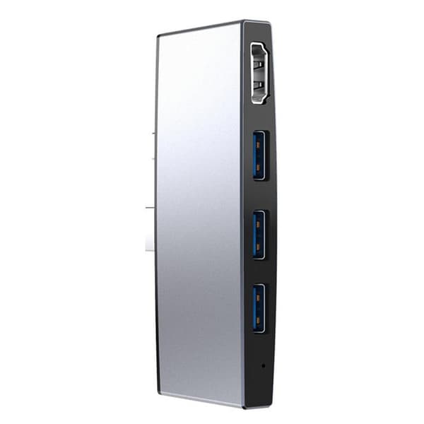 NÖRDIC USB-telakointiasema MicroSoft Surfacelle 1xHDMI4k30Hz 3xUSB-A 5Gbps ja 1xTF ja 1xSD Silver