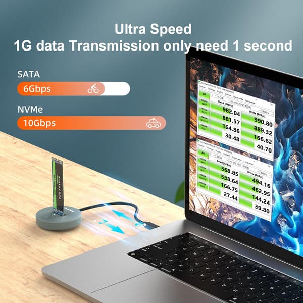 Maiwo K1698P2 USB-C 3.2 dockingstation til NVMe/SATA M.2 SSD 10 Gbps
