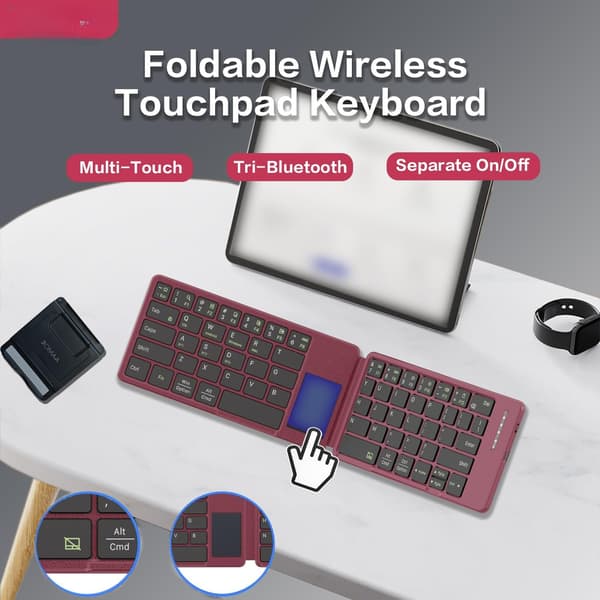 NÖRDIC US-layout Bluetooth-tangentbord med touchpad, ultratunt och portabelt för Windows, Mac, iOS och Android