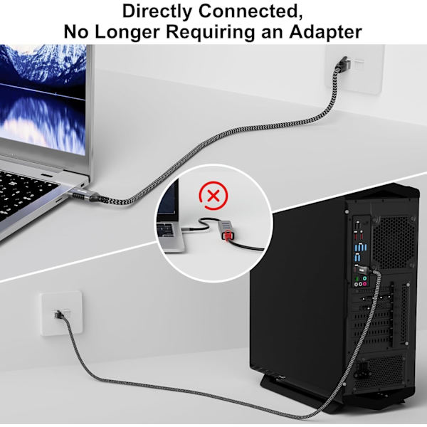 NÖRDIC 10m USB-C 3.1 till RJ45 1Gbps LAN Windows, MacOS, Linux, ChromeOS Svart